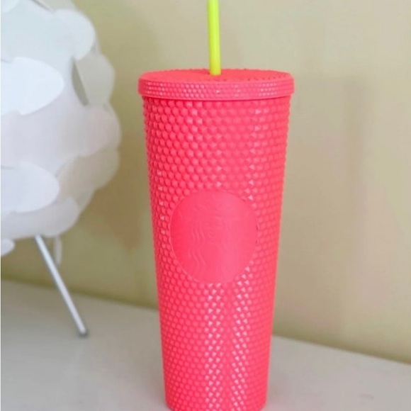 Starbucks Dragon Fruit Studded Tumbler Bling Coral Cup 2pc SET Venti & Grande - Picture 3 of 9